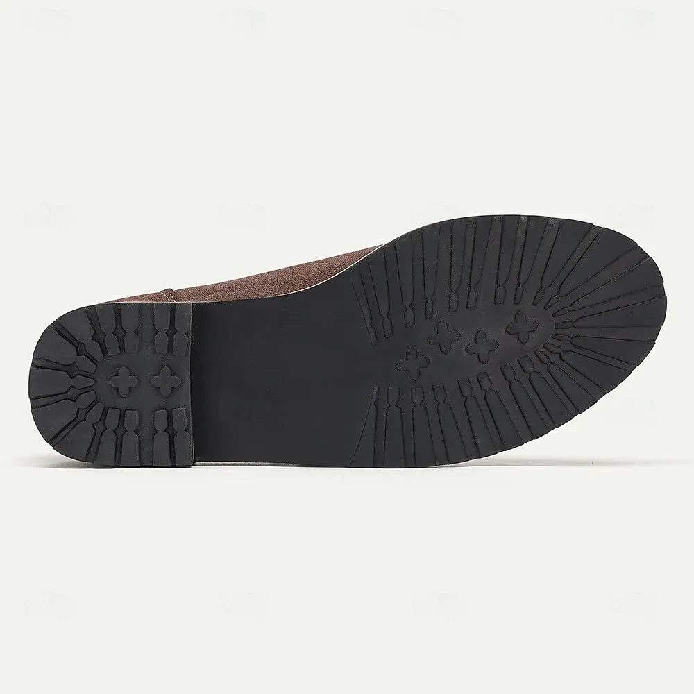 Men's Brown Suede Oxford Shoes with Leather Accents, - Image 6