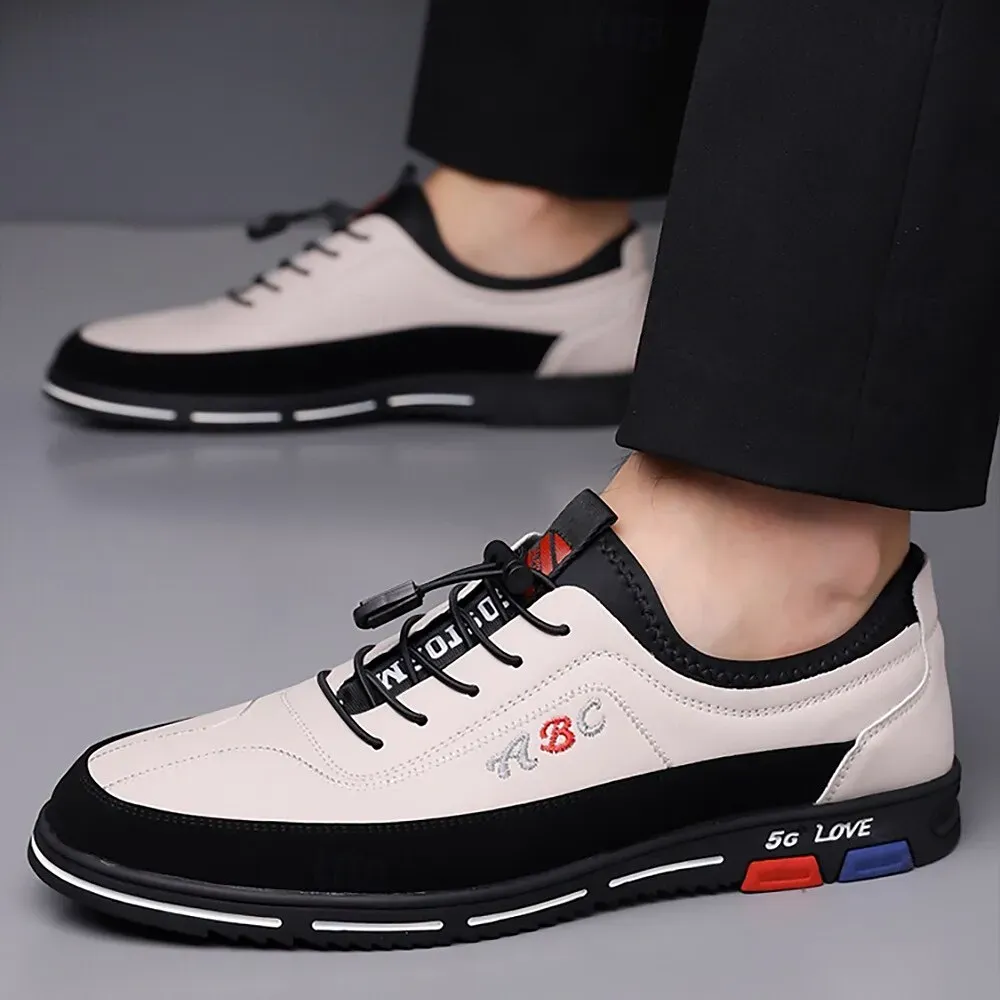 Men's Premium White and Black Faux Leather Lace-Up - Image 2