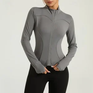 Women's Running T-Shirt Zipper Long Sleeve Tee Tshirt