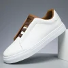Men's Modern White Casual Sneakers with Brown Contrast Straps