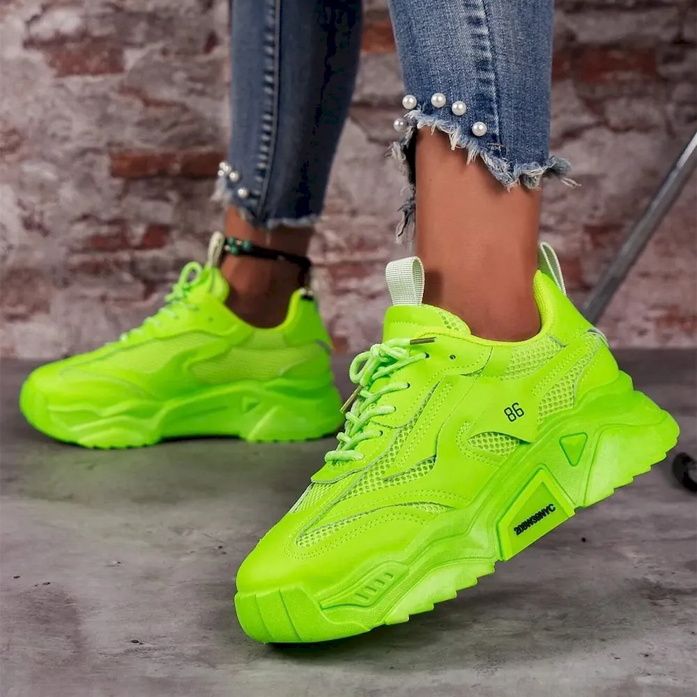 Women's Pink Chunky Mesh Sneakers - Image 2