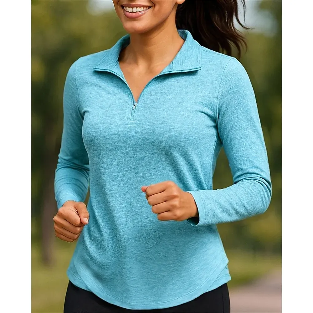 Women Golf Polo Quarter Zip Long Sleeve - Image 4