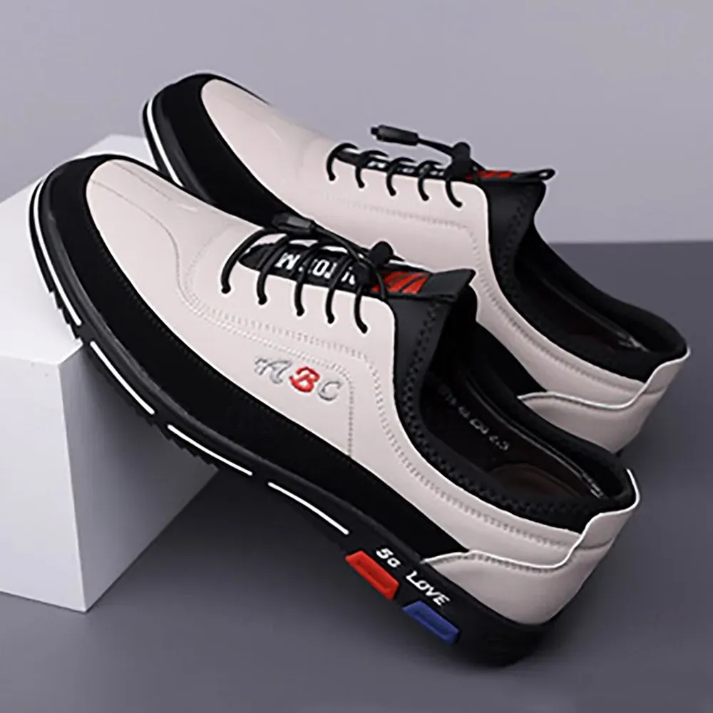 Men's Premium White and Black Faux Leather Lace-Up - Image 6