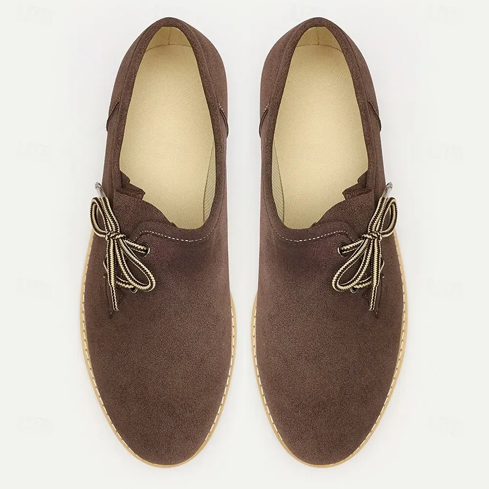 Men's Brown Suede Oxford Shoes with Leather Accents, - Image 5
