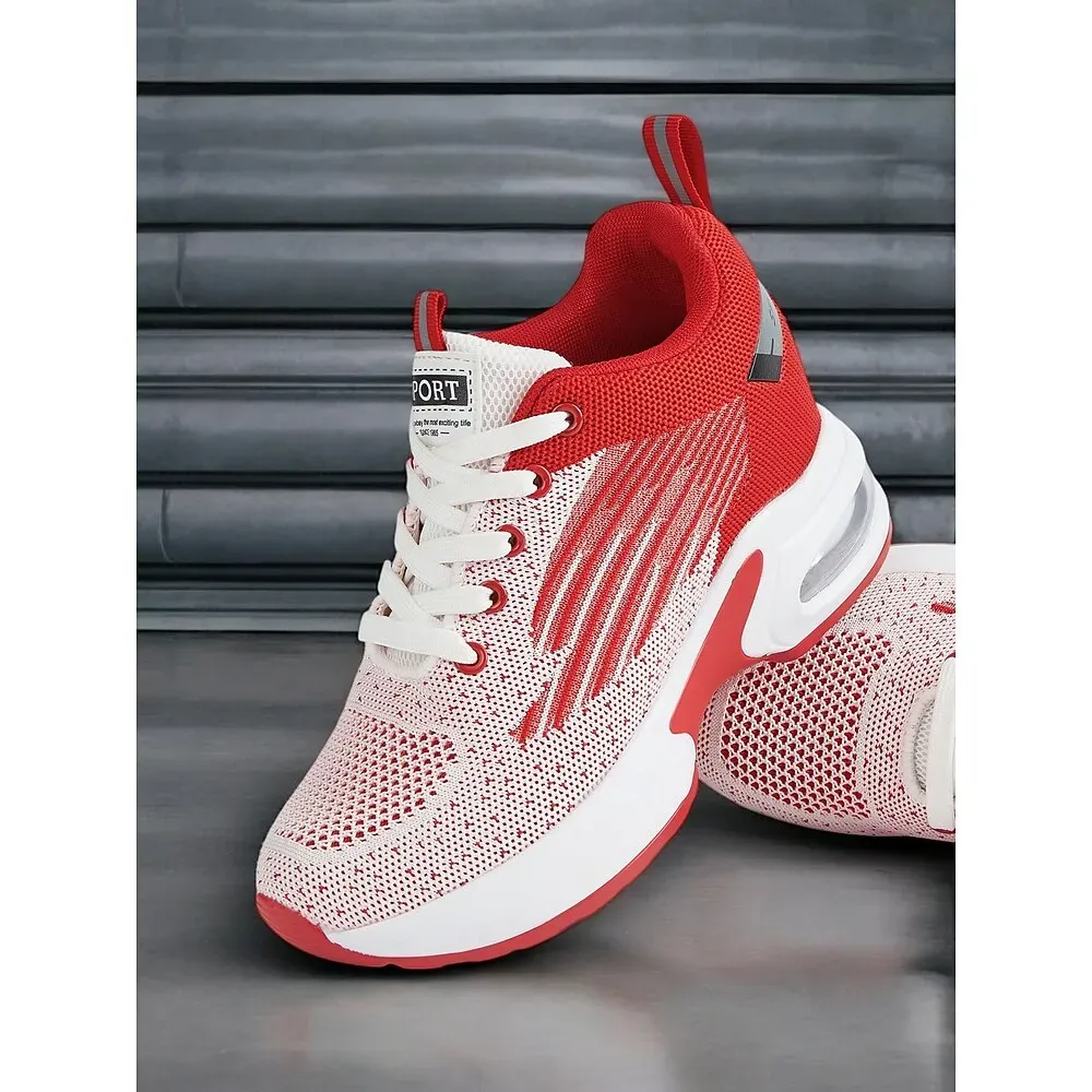 Women's Versatile Red Sneakers with Air Cushion Sole for Gym or Casual Outings - Image 5