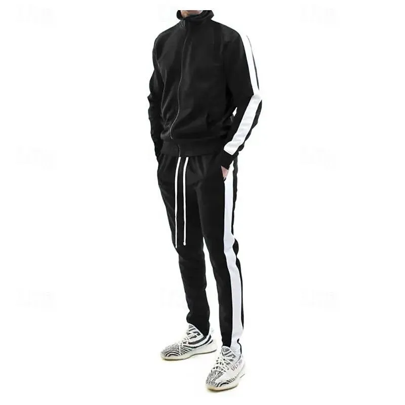 Men Tracksuit Jogging Suit Color Block - Image 5