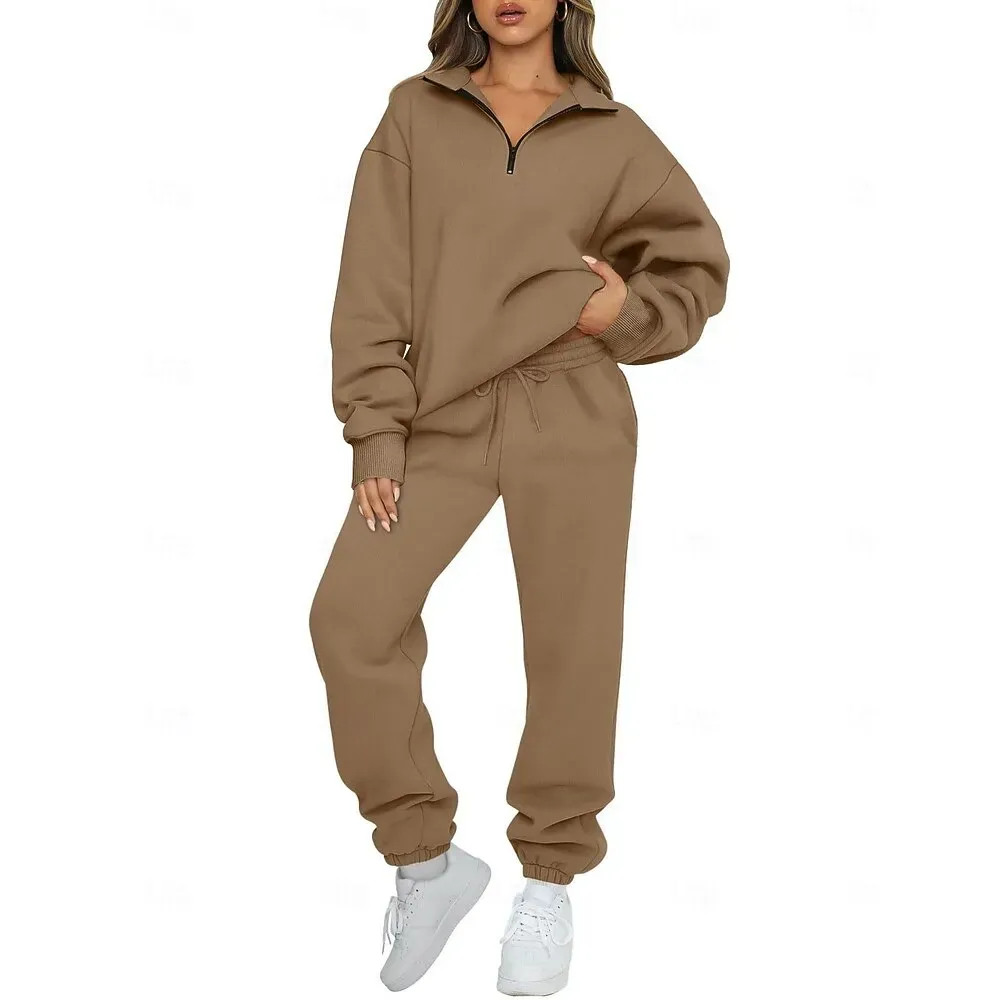 Women's Tracksuit Sweatsuit Activewear Set Fall Drawstring Pocket - Image 5