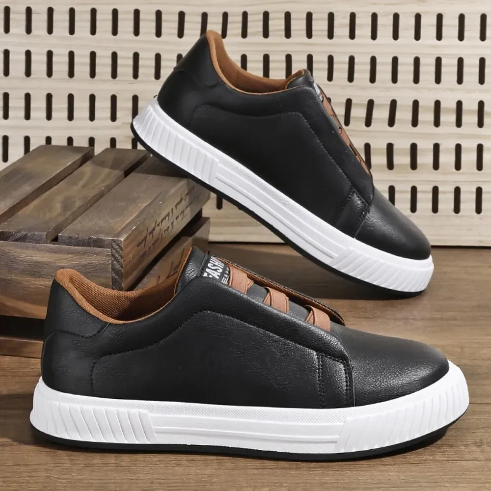 Men's Modern White Casual Sneakers with Brown Contrast Straps - Image 3