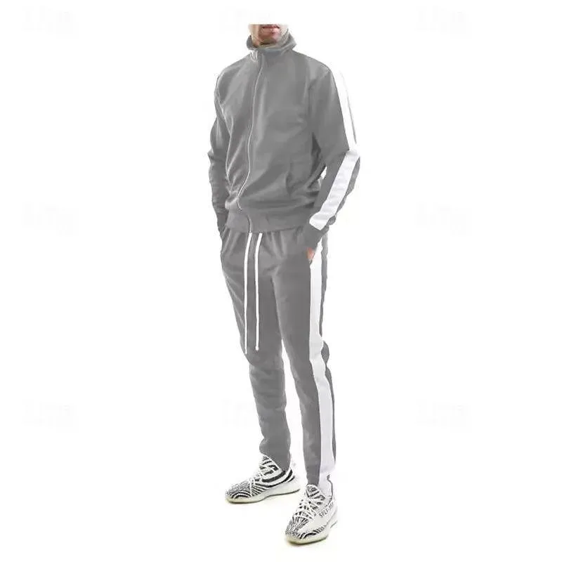 Men Tracksuit Jogging Suit Color Block - Image 8