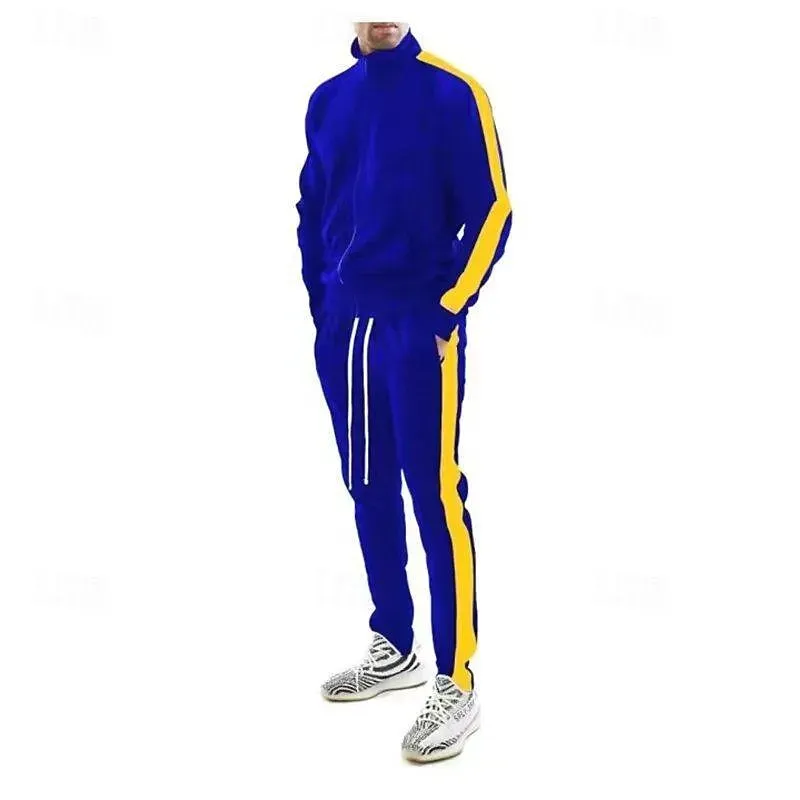 Men Tracksuit Jogging Suit Color Block - Image 3