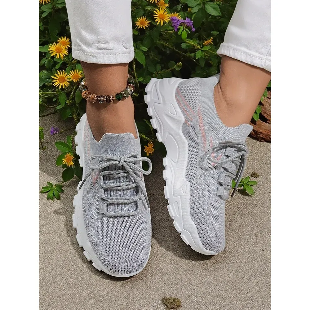 Women's Green Flyknit Lace Up Sneakers - Image 6