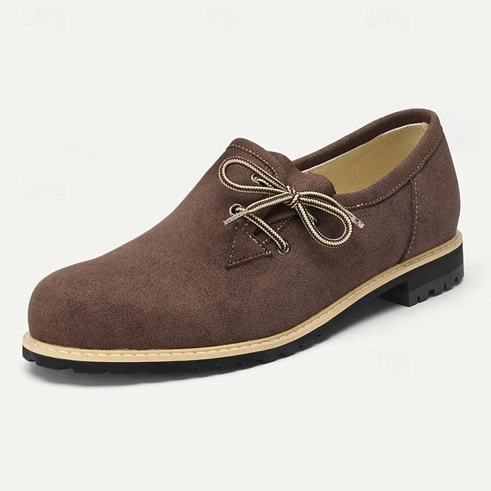 Men's Brown Suede Oxford Shoes with Leather Accents, - Image 2