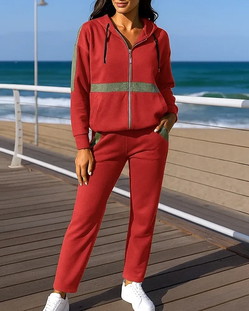Women's 2 Piece Tracksuit Lounge Hoodie Sweatsuit Sets - Image 5