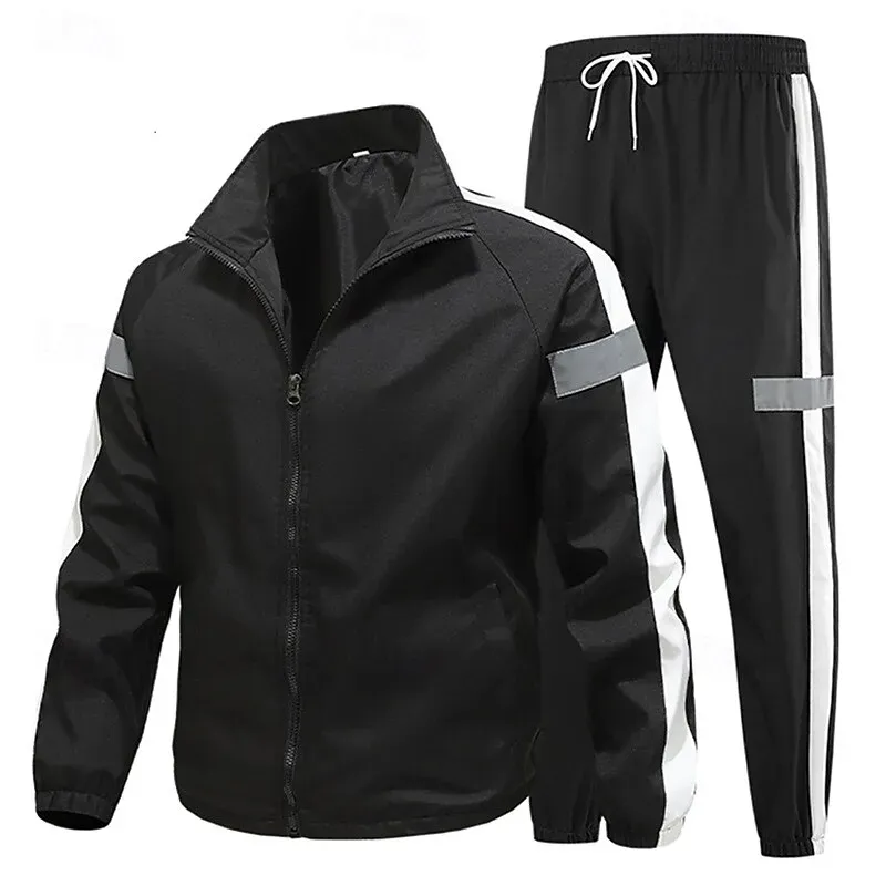 Men 2pc Tracksuit Zip Up Reflective Spring - Image 4