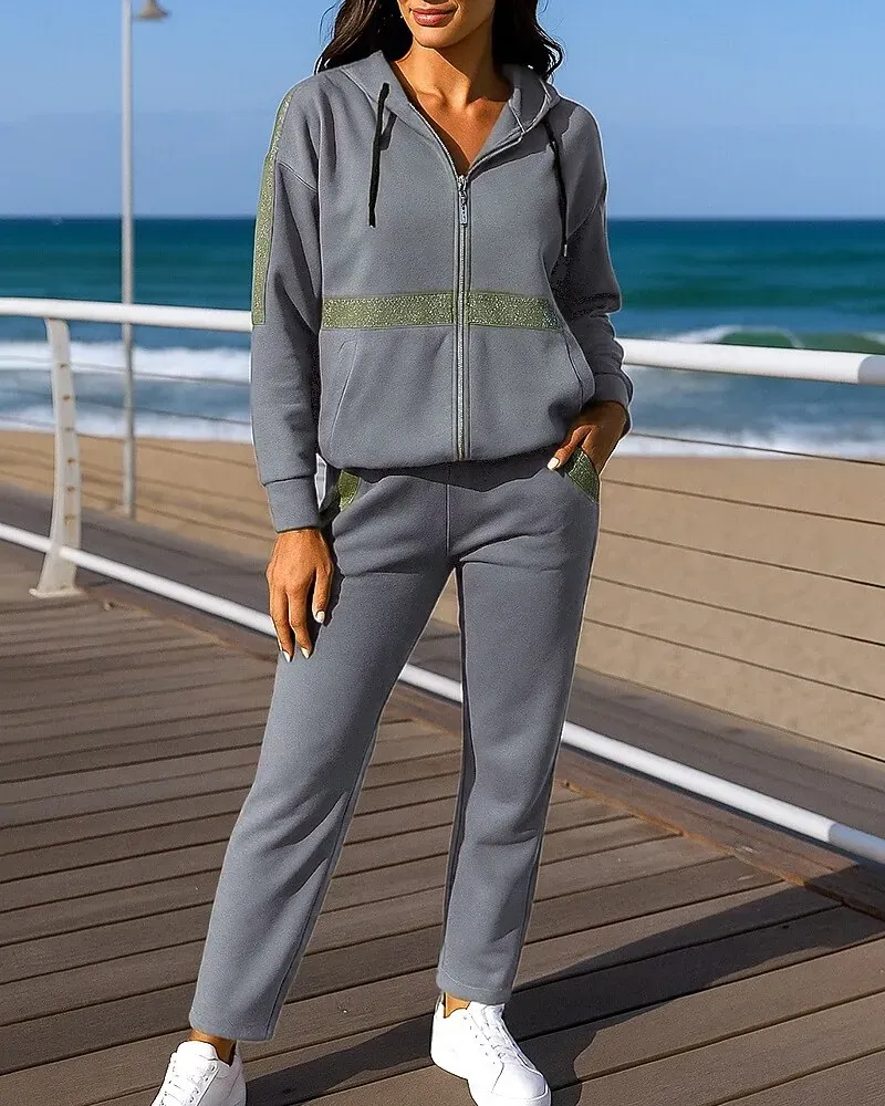 Women's 2 Piece Tracksuit Lounge Hoodie Sweatsuit Sets - Image 6