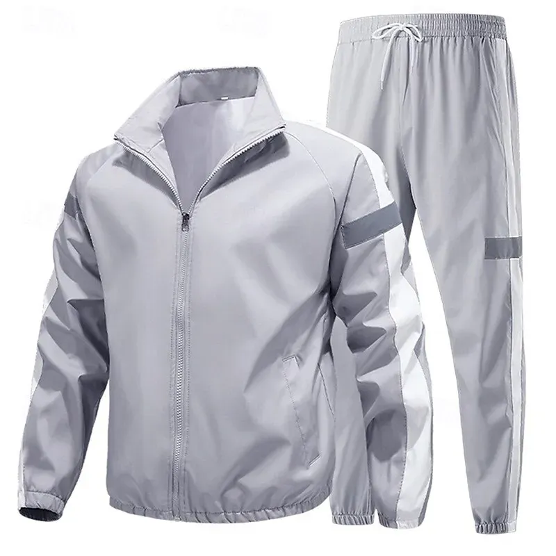 Men 2pc Tracksuit Zip Up Reflective Spring - Image 7