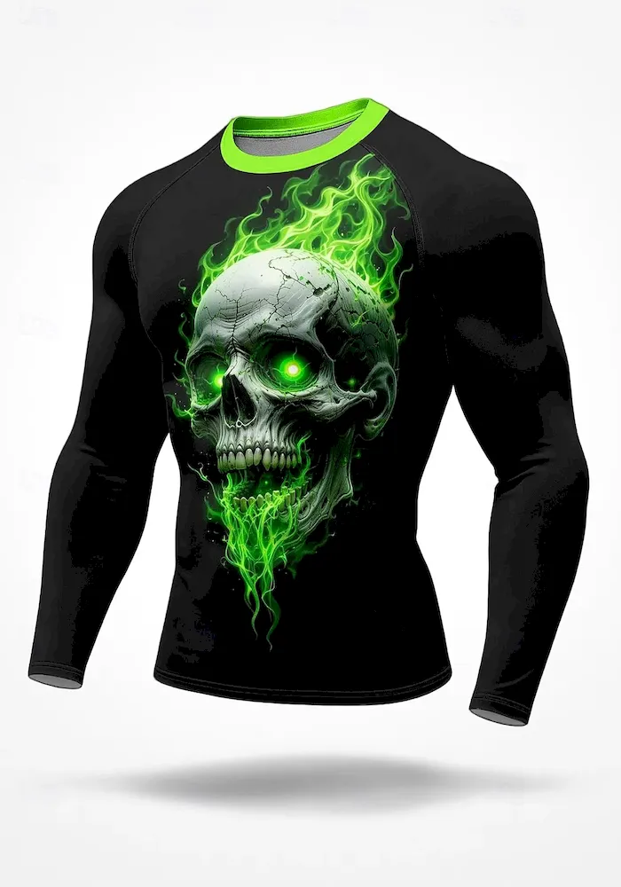 Men's Compression Shirt Running Shirt 3D Print Long