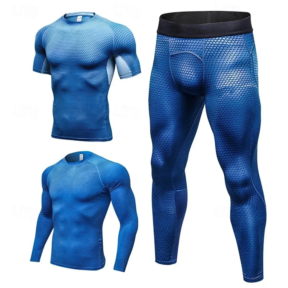 Men Workout Suit Base Layer 2pc Quick Dry Long Sleeve - Image 6