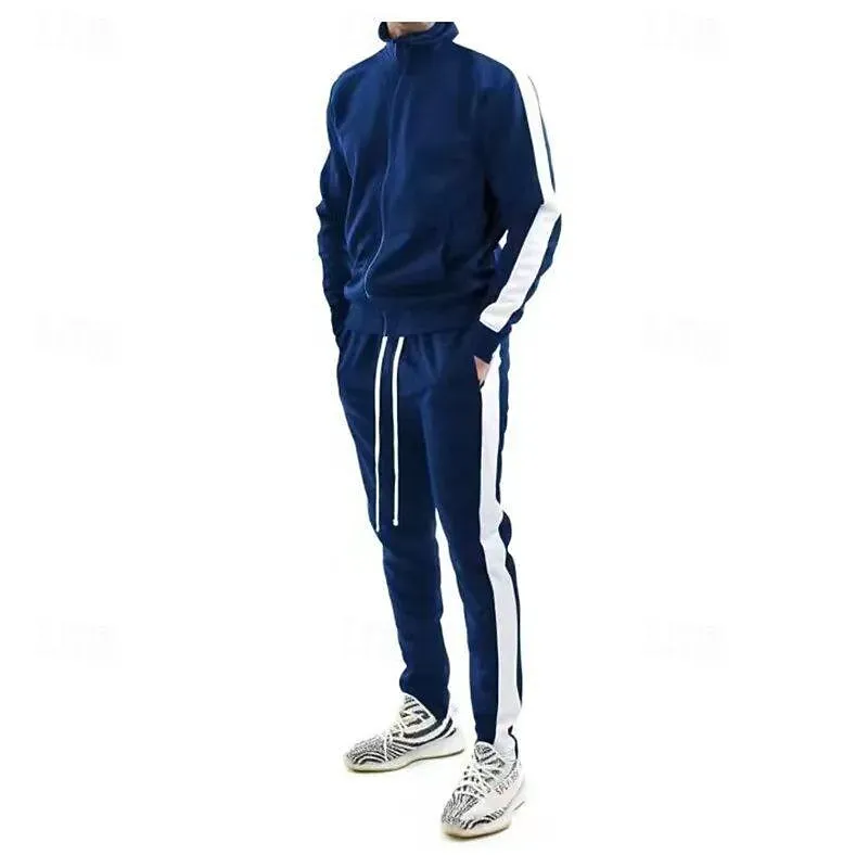 Men Tracksuit Jogging Suit Color Block - Image 4