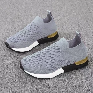Women's Black Knit Slip-On Sneakers