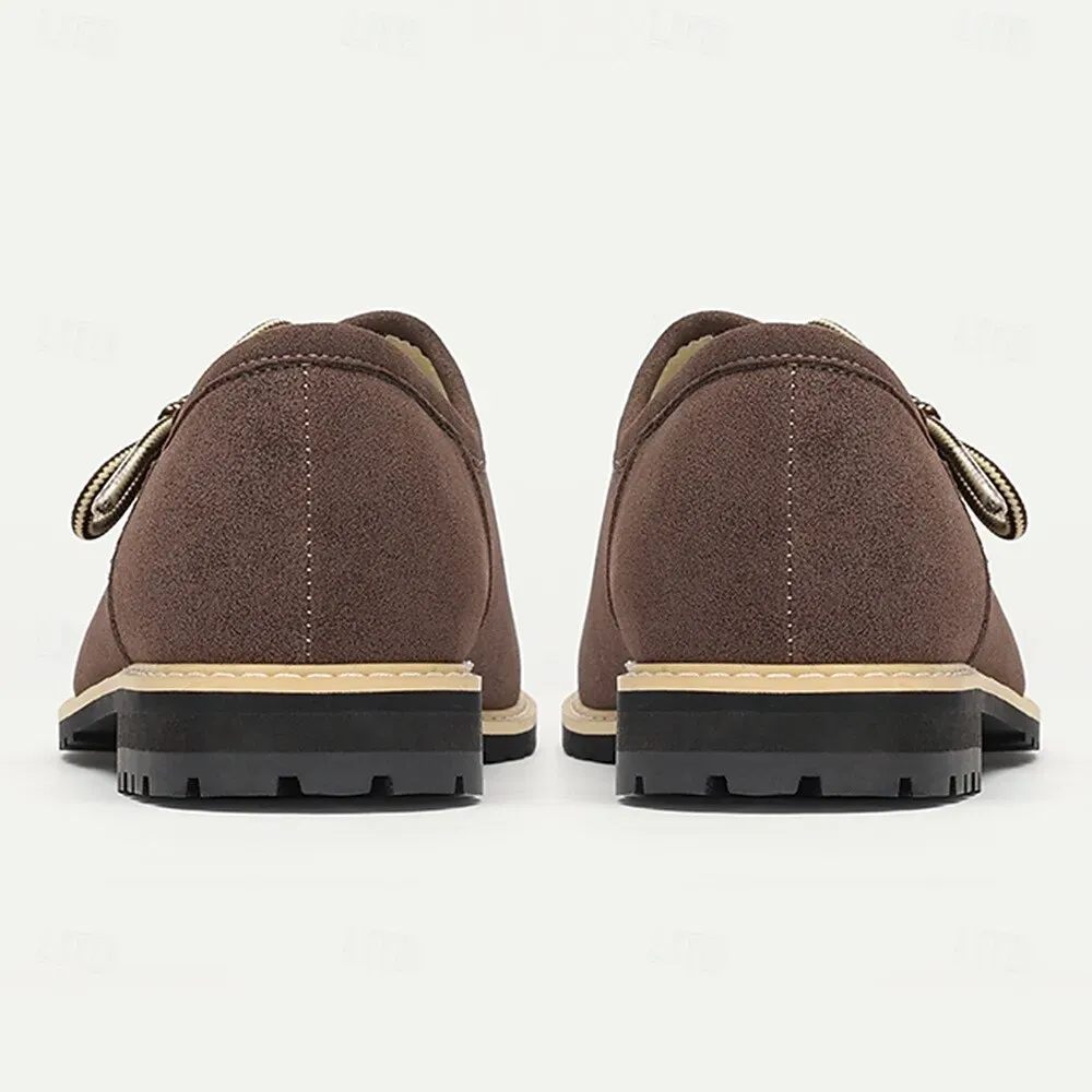 Men's Brown Suede Oxford Shoes with Leather Accents, - Image 4