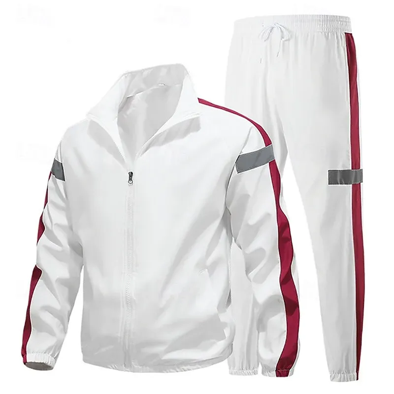 Men 2pc Tracksuit Zip Up Reflective Spring