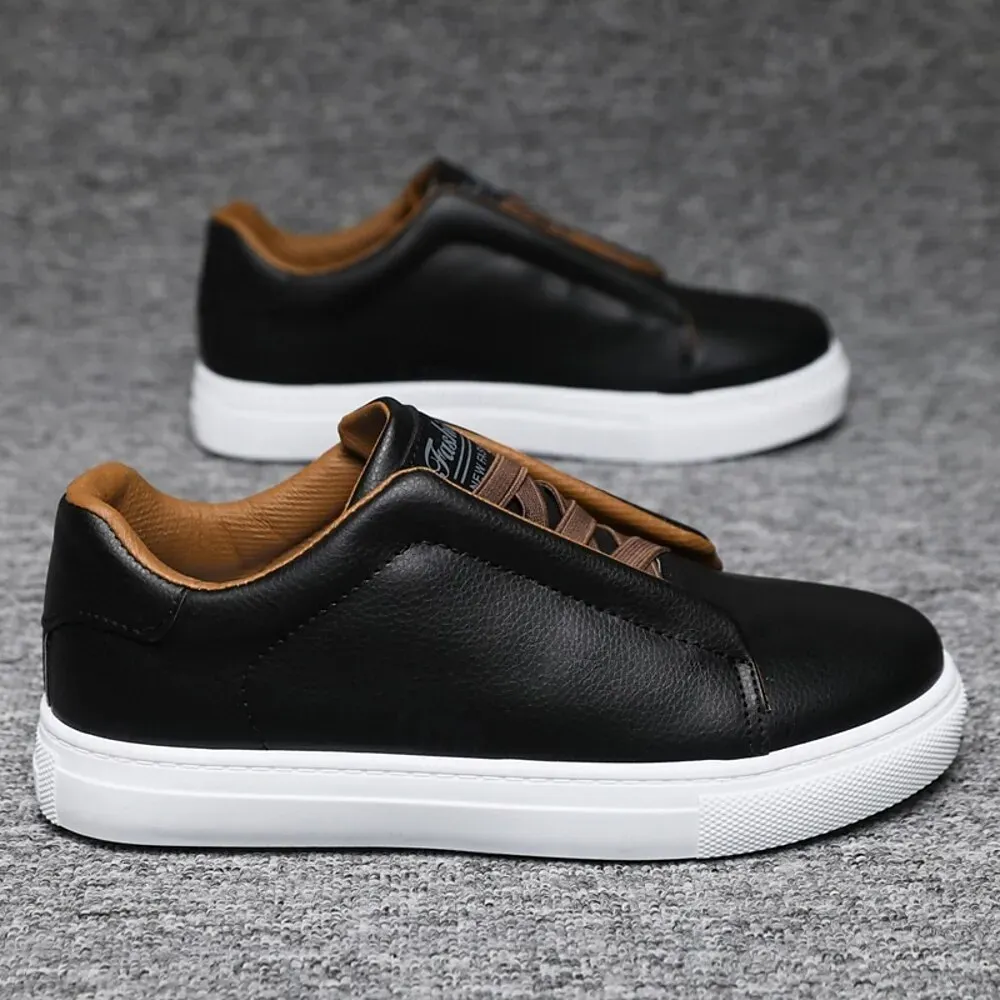 Men's Modern White Casual Sneakers with Brown Contrast Straps - Image 6