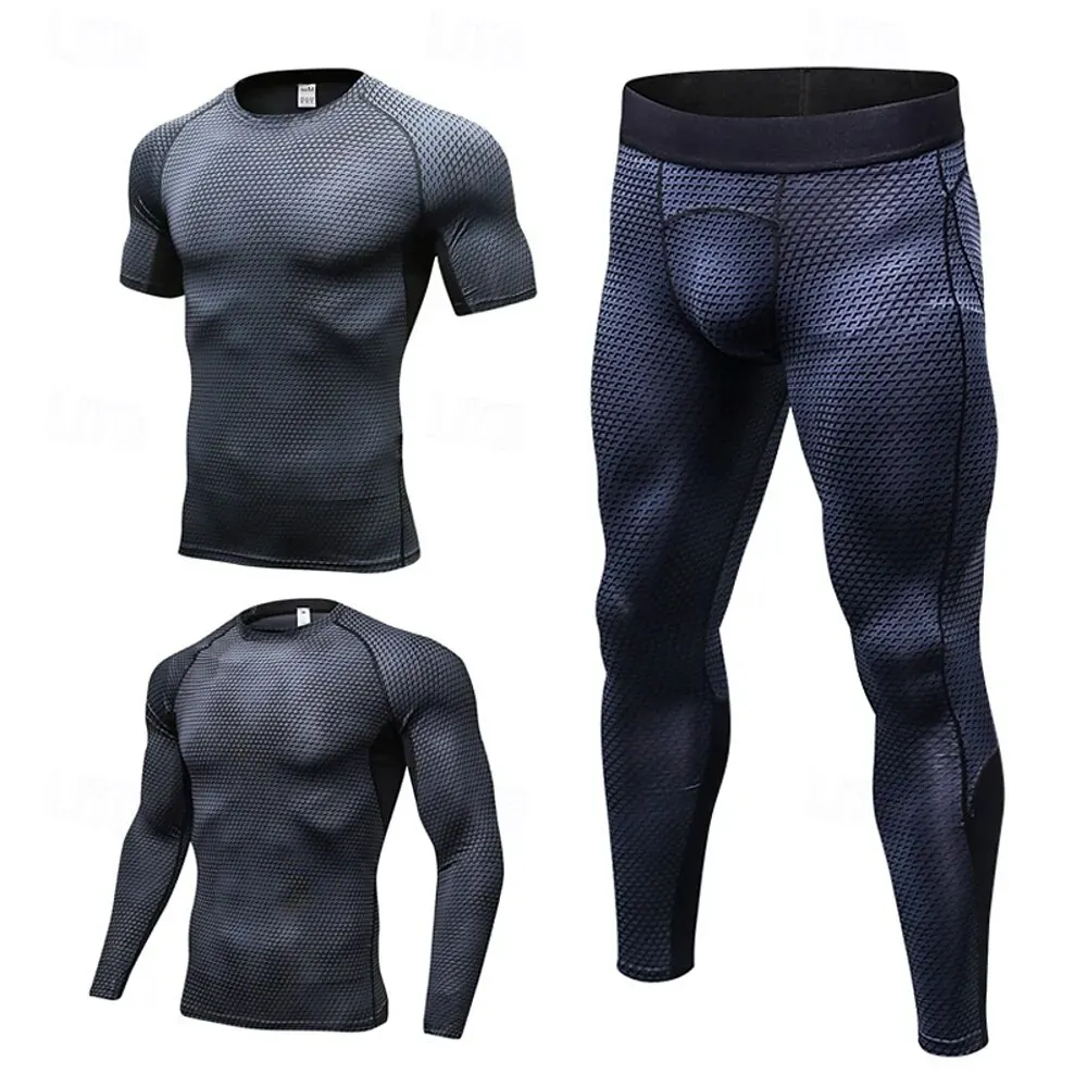 Men Workout Suit Base Layer 2pc Quick Dry Long Sleeve - Image 2