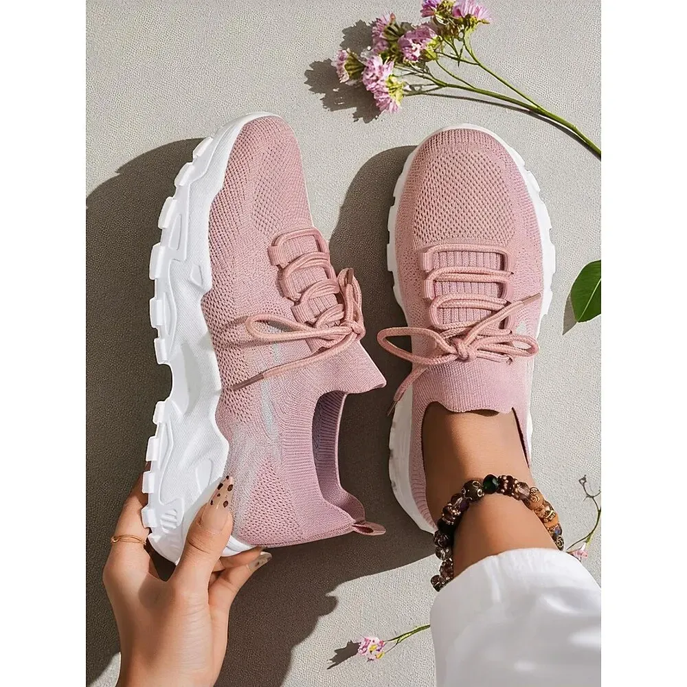 Women's Green Flyknit Lace Up Sneakers - Image 7