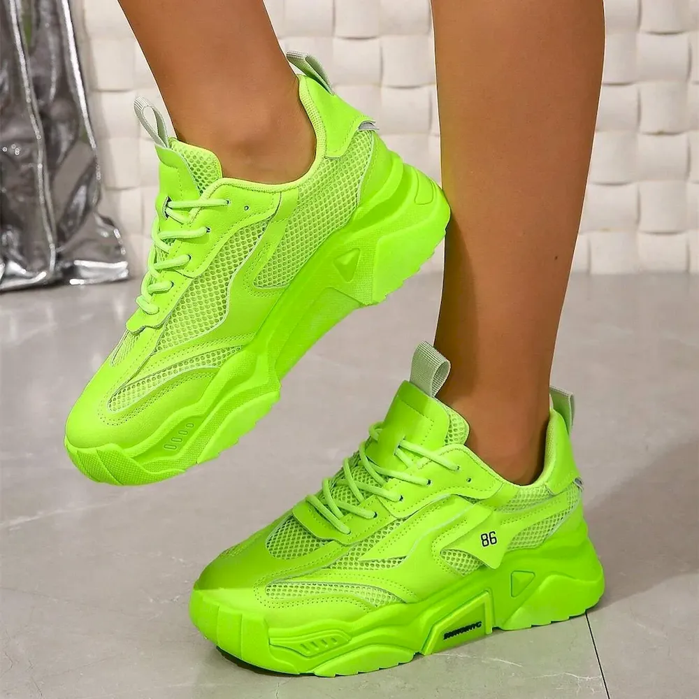 Women's Pink Chunky Mesh Sneakers - Image 3