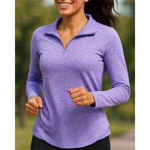 Women Golf Polo Quarter Zip Long Sleeve