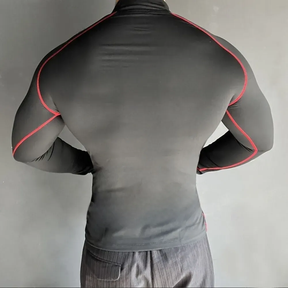 Men's Compression Shirt Fleece Base Layer Workout Tops - Image 5