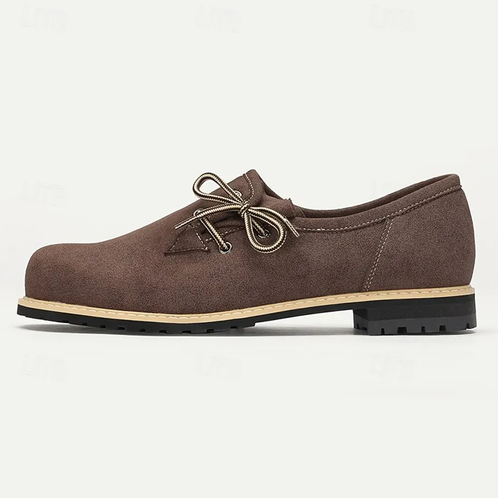 Men's Brown Suede Oxford Shoes with Leather Accents, - Image 3