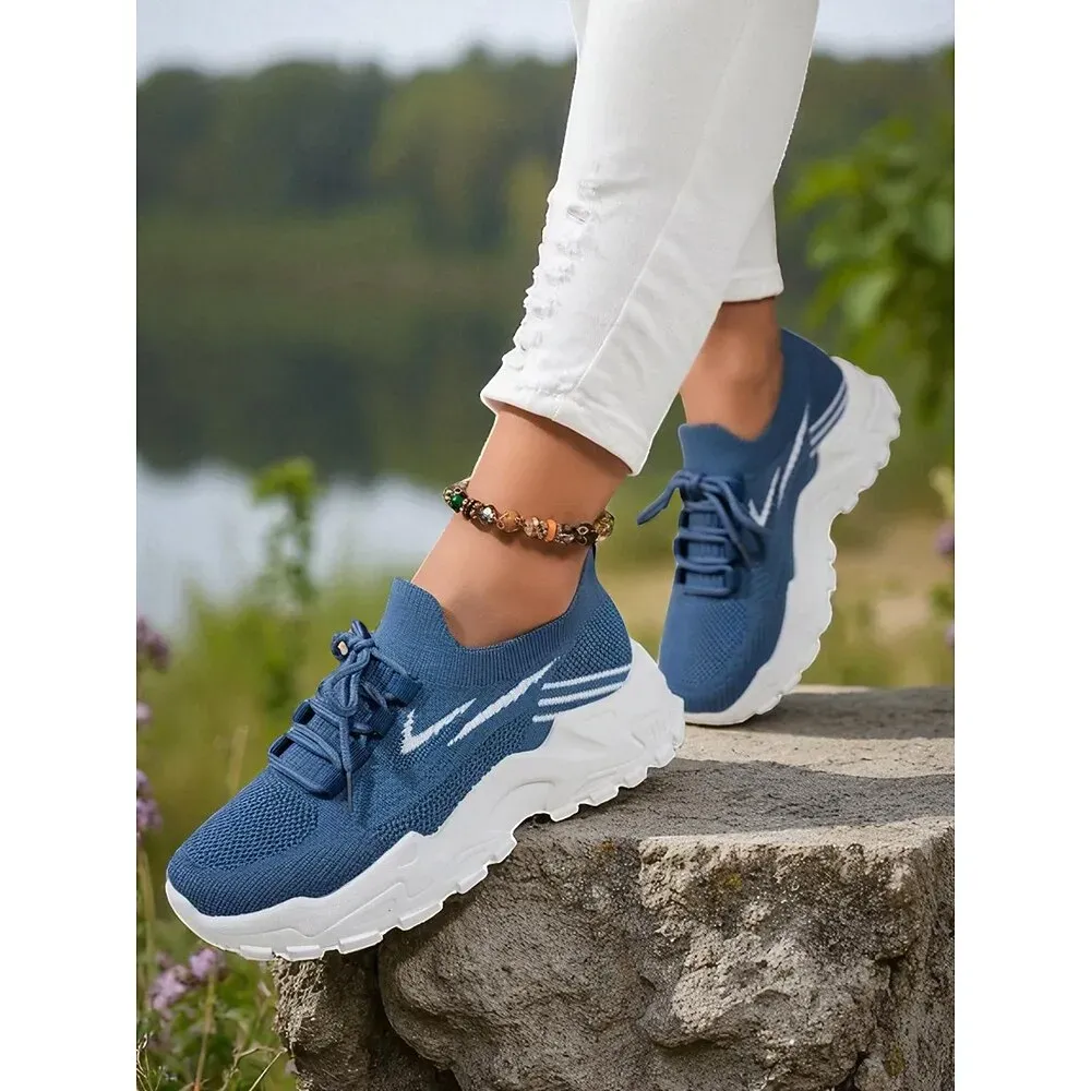 Women's Green Flyknit Lace Up Sneakers - Image 8