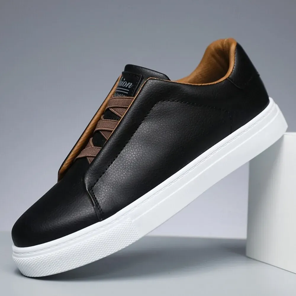 Men's Modern White Casual Sneakers with Brown Contrast Straps - Image 4