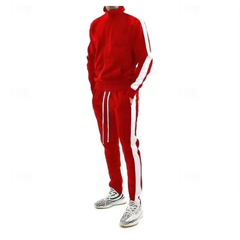 Men Tracksuit Jogging Suit Color Block - Image 6