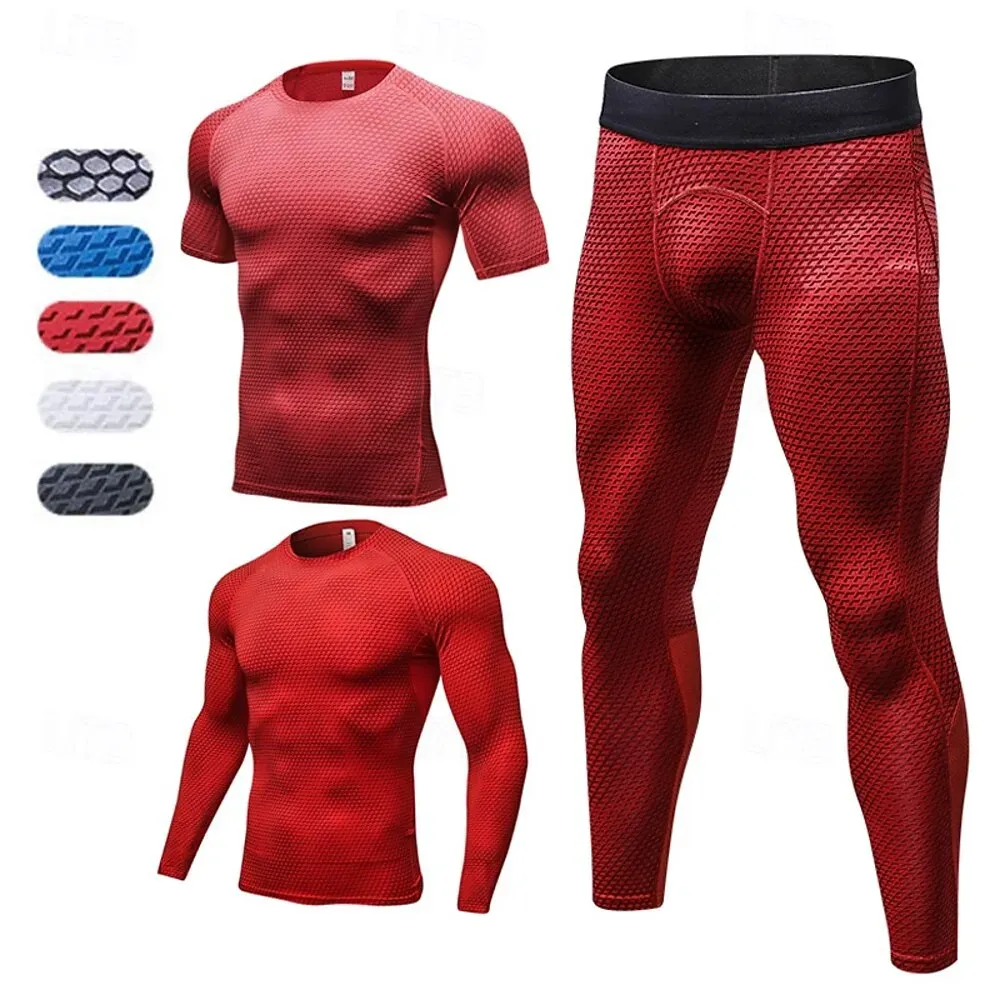 Men Workout Suit Base Layer 2pc Quick Dry Long Sleeve