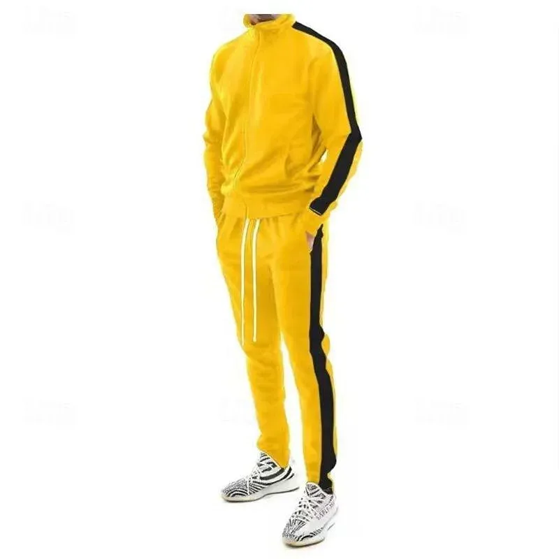 Men Tracksuit Jogging Suit Color Block - Image 2