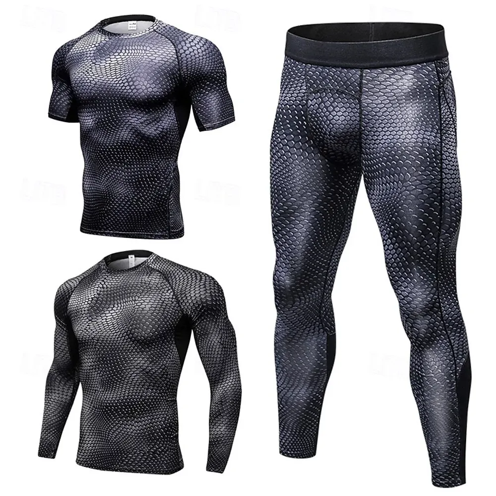 Men Workout Suit Base Layer 2pc Quick Dry Long Sleeve - Image 3