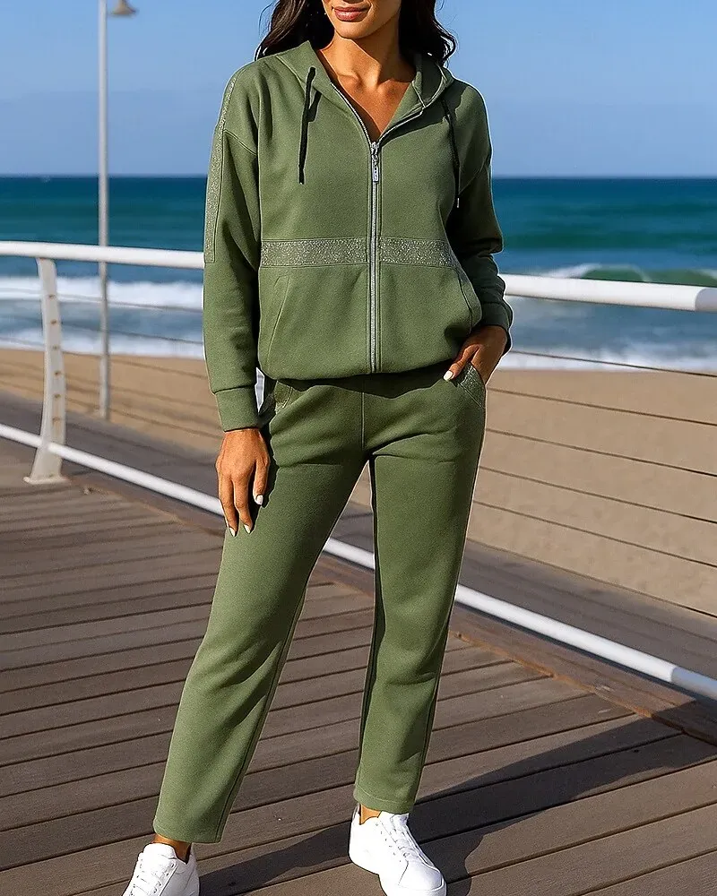 Women's 2 Piece Tracksuit Lounge Hoodie Sweatsuit Sets