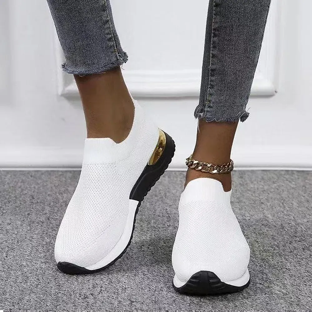 Women's Black Knit Slip-On Sneakers - Image 5
