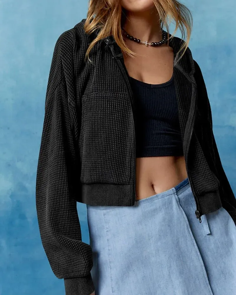 Women's Hoodie Outdoor Jacket Zipper Pocket Long Sleeve