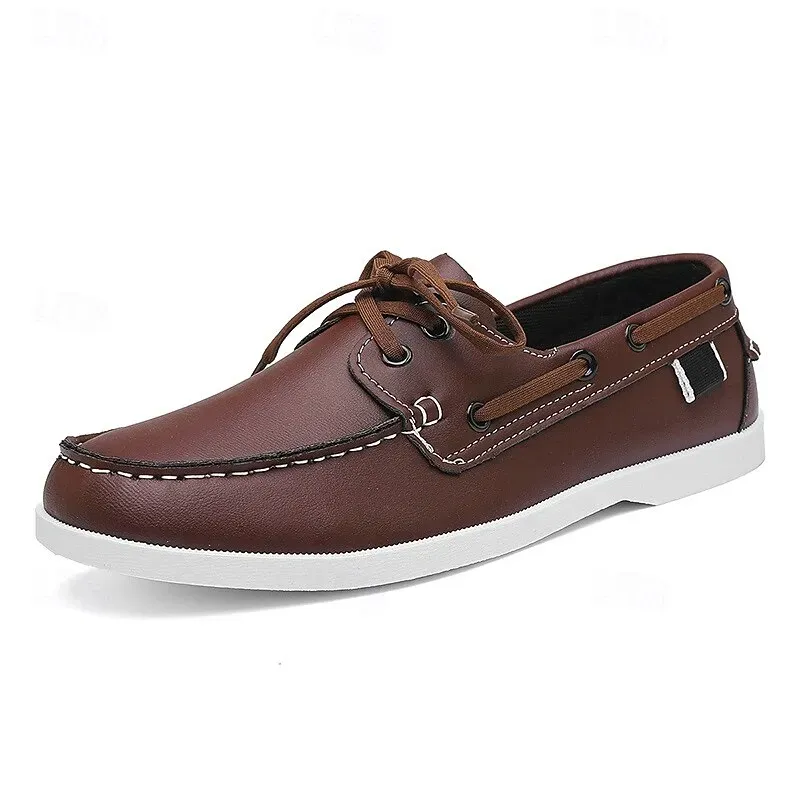 Men's Black and White Two-Tone Boat Shoes with - Image 3