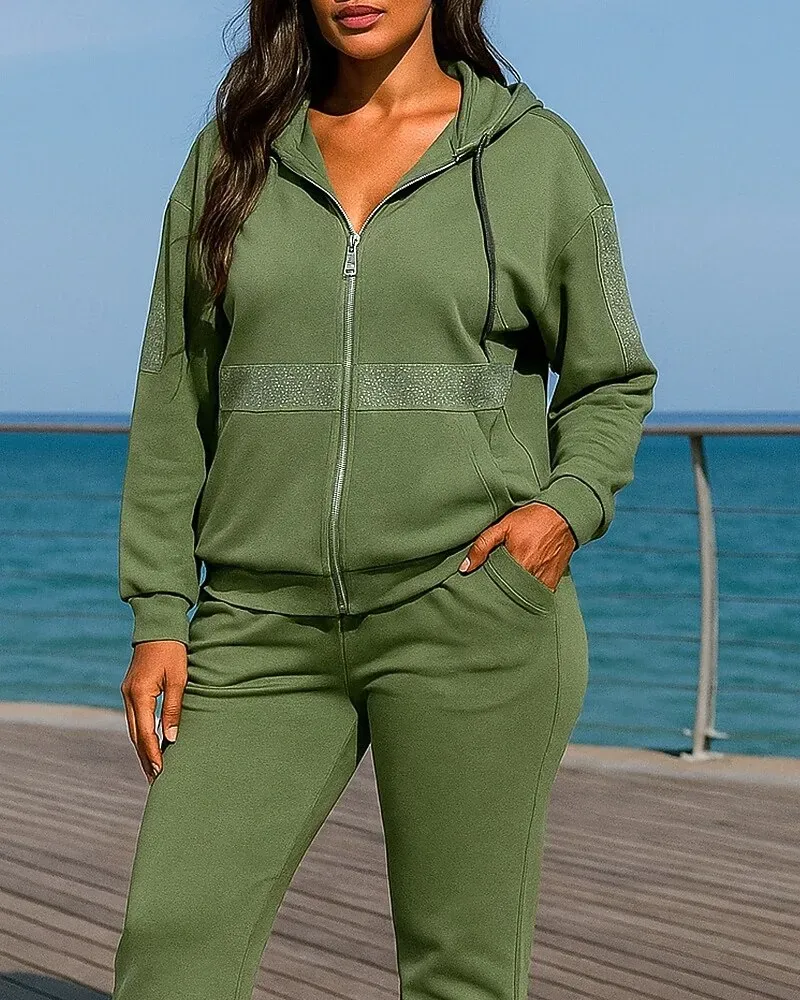 Women's 2 Piece Tracksuit Lounge Hoodie Sweatsuit Sets - Image 3