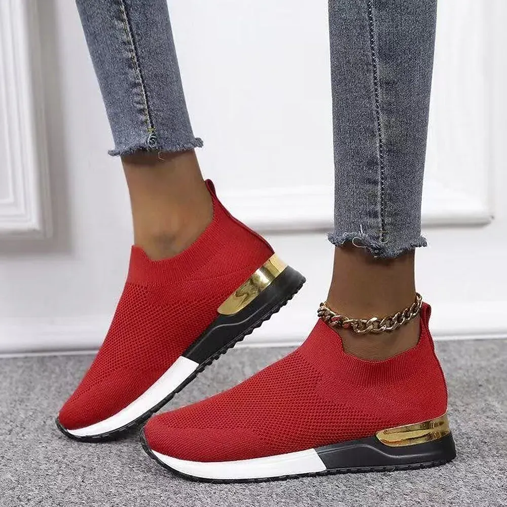 Women's Black Knit Slip-On Sneakers - Image 6
