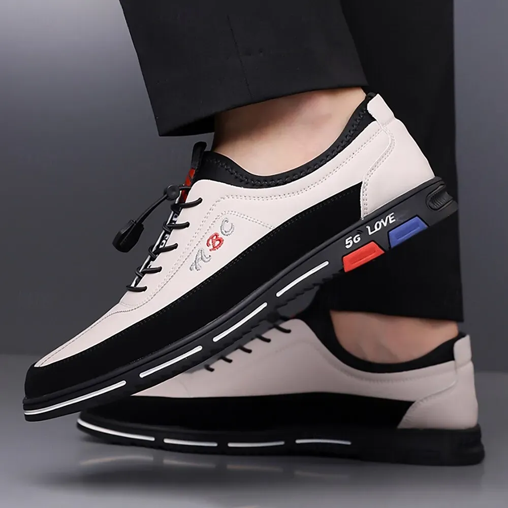 Men's Premium White and Black Faux Leather Lace-Up - Image 3