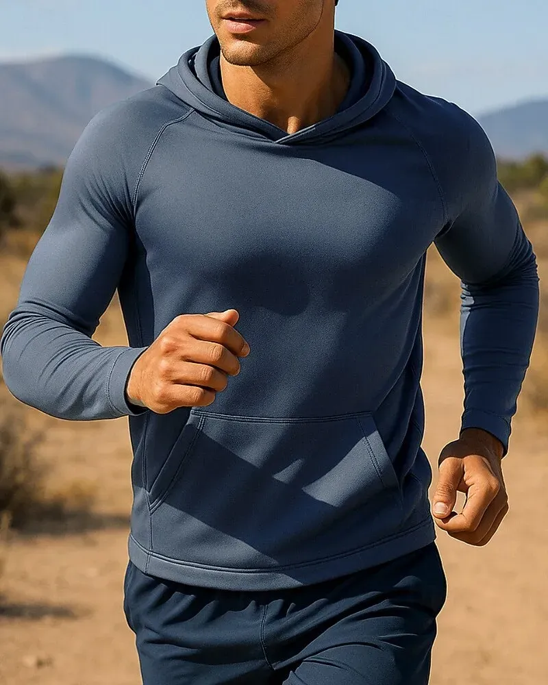 Men's Hoodie Sweatshirt Pocket Long Sleeve Top Athleisure