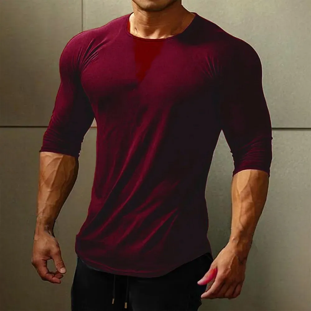 Men's Gym Shirt Workout Shirt Running Shirt Patchwork - Image 2