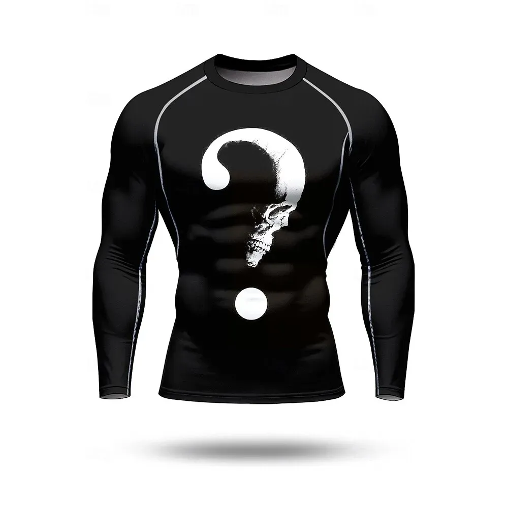 Men Running T-Shirt 3D Skull Base Layer Quick Dry