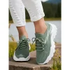 Women's Green Flyknit Lace Up Sneakers